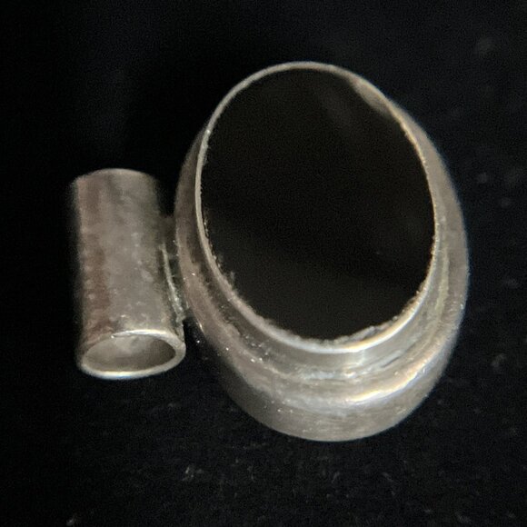 Vintage 925 Sterling Silver Onyx Modernist Slide Pendant 7.3g Artist Signed - Picture 8 of 11